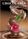 Cherry berry in dark chocolate with a splash